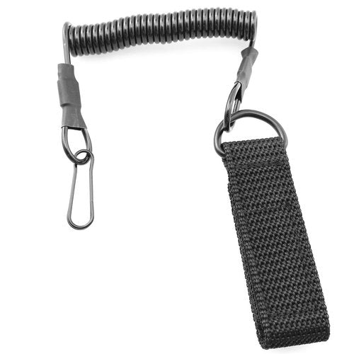 TAODAN Tactical Anti-Lost Elastic Lanyard Black Spiral Cable Coil Style Secure Spring Lanyard, Safety Strap Rope for Key Ring Chain Flashlight Hunting Accessories, Military Spring Rope