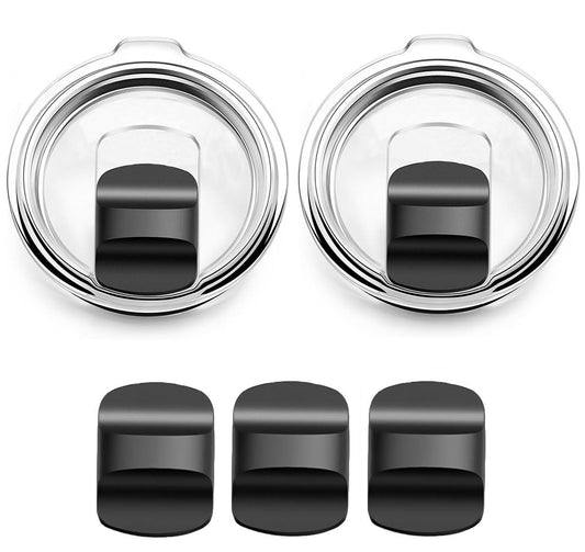 2Pack 20 oz for YETI Tumbler Lid, with 3 Black Magnetic Slider Replacement, Compatible for YETI 20 oz Tumbler, for 10/24 oz Mug and 10 oz Lowball, Coffee Tumbler