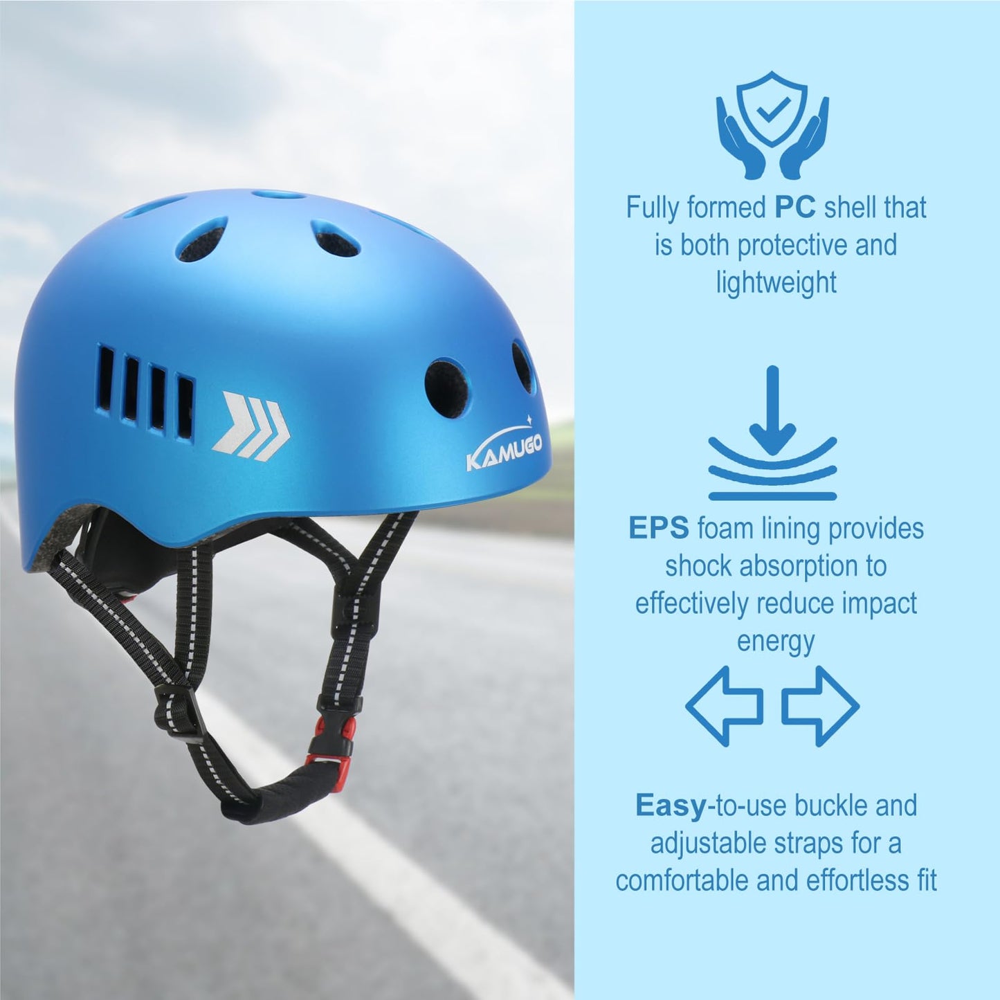 KAMUGO Kids Bike Helmet for Girls Boys Ages 2-8 Years, Toddler Bicycle Helmet Suitable for Skateboard Scooter Roller Skating Inline Roller Skating