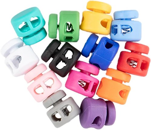 Double Barrel Black Cord Lock Toggle Stoppers - 10 Pack for Paracord Projects