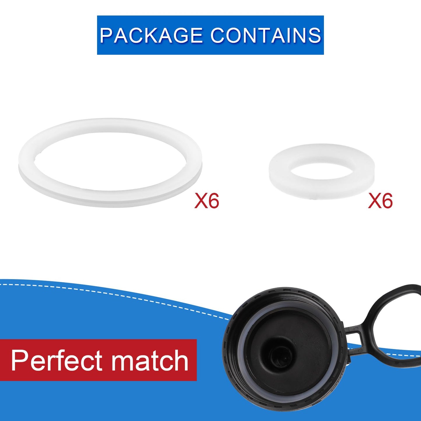 12pcs Stainless Steel Water Bottle Lid & Spout Lid Gasket, Silicone Sealing Ring Replacement for Chug Lids Compatible with DRINCO Insulated Water Bottle 14/18/22/32/40/64oz