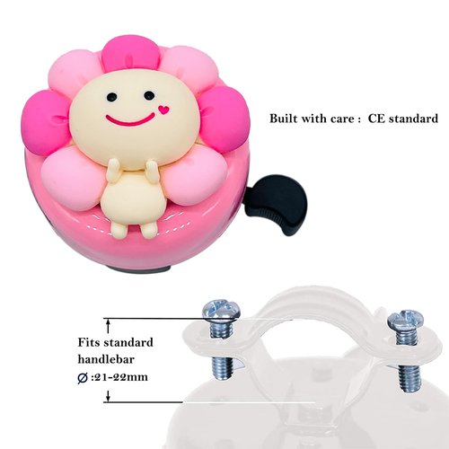 Collyon Pink Flower Fairy Sprite Aluminum Bicycle Bell for Girls
