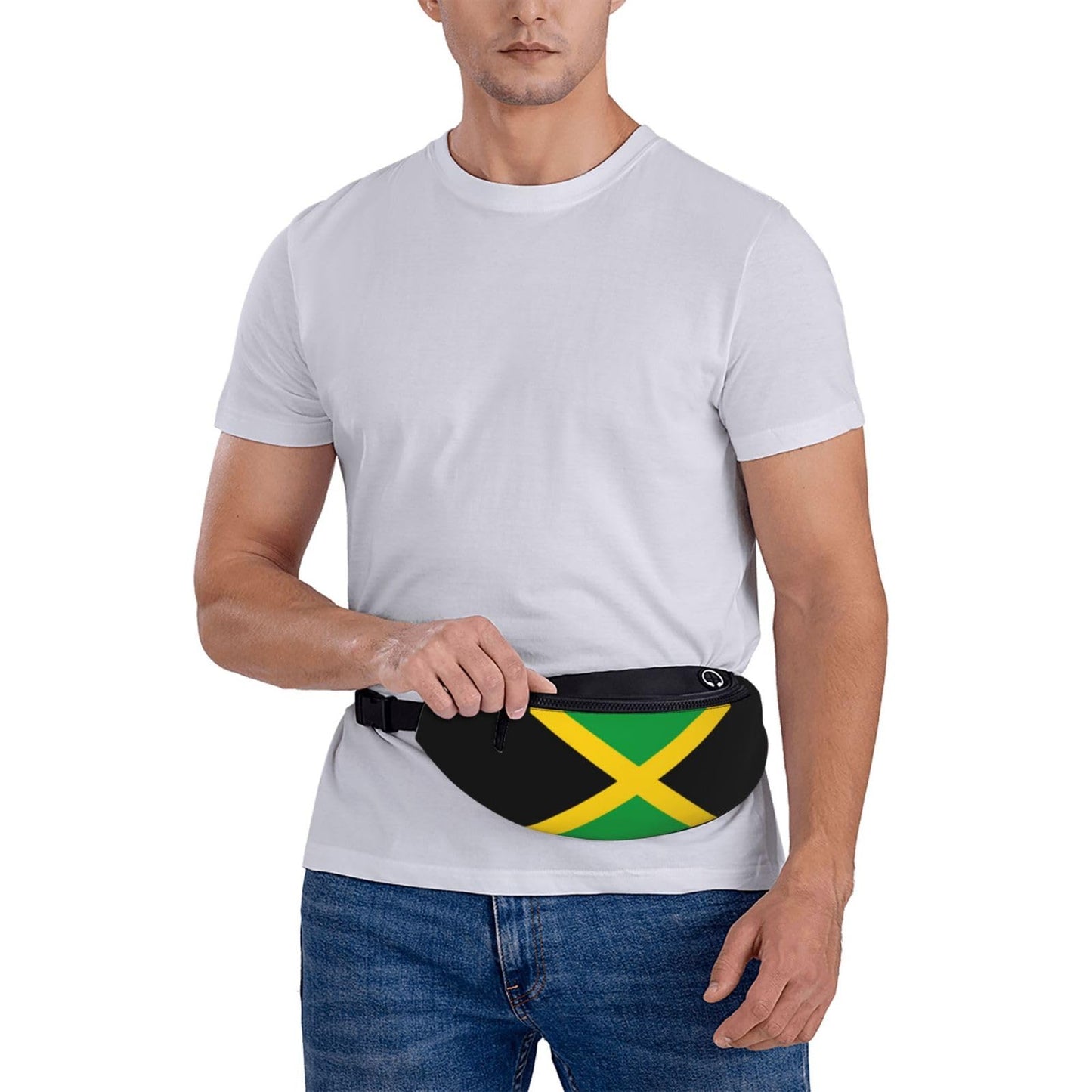 Flag of Jamaica Fanny Pack Crossbody Waist Bag Pack for Men Women. Belt Bag for Travel Walking Running Hiking Fishing.