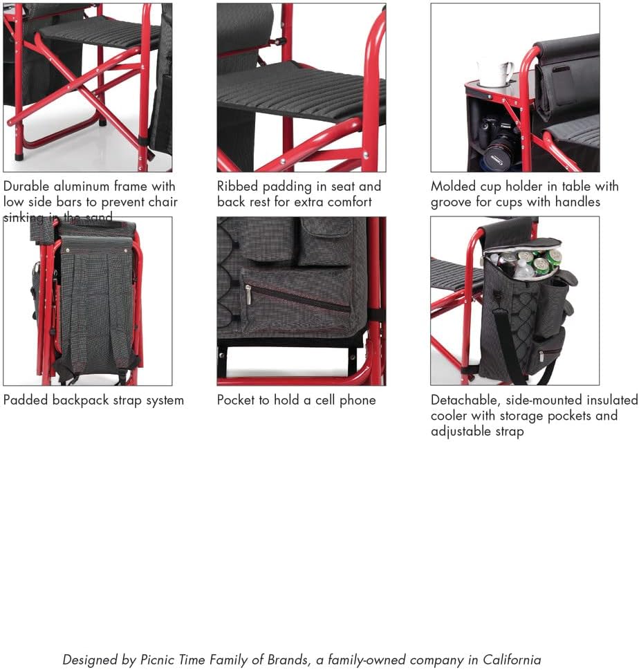 PICNIC TIME NCAA Oklahoma State Cowboys Fusion Camping Chair with Side Table and Soft Cooler - Beach Chair for Adults - Lawn Chair