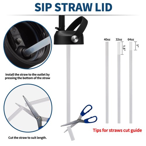 DIGJUPER Straw Lid for Insulated Water Bottle Tumbler, BPA Free Replacement Sports Straw Cap of 2.22" Diameter for Wide Mouth 32 40 64 oz