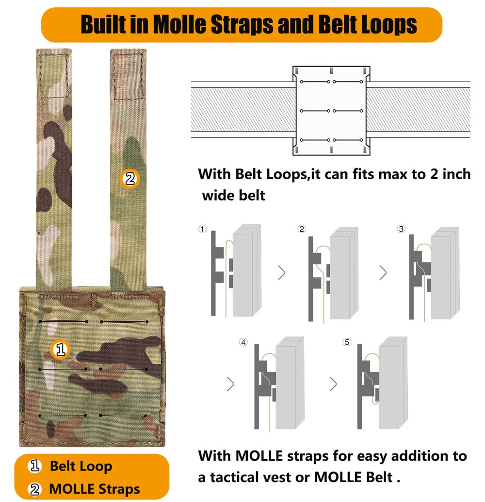 KRYDEX Tactical Molle Single Frag Grenade Pouch Small Tool Bag for Duty Belt MOLLE Vest and Backpack (MC)