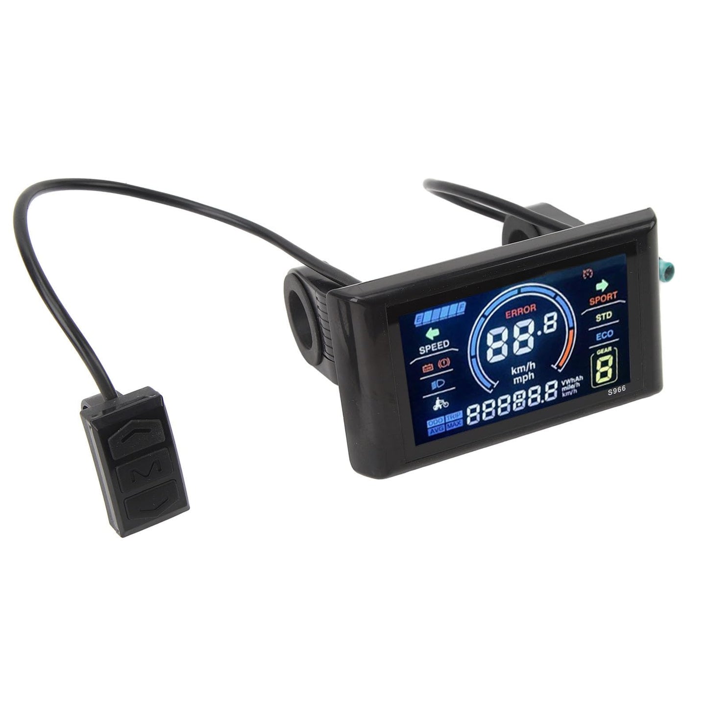 RiToEasysports 2472V Electric LCD Display, S966 LCD Display Meter Control Panel for Electric for 22.2mm 0.9in Handlebars
