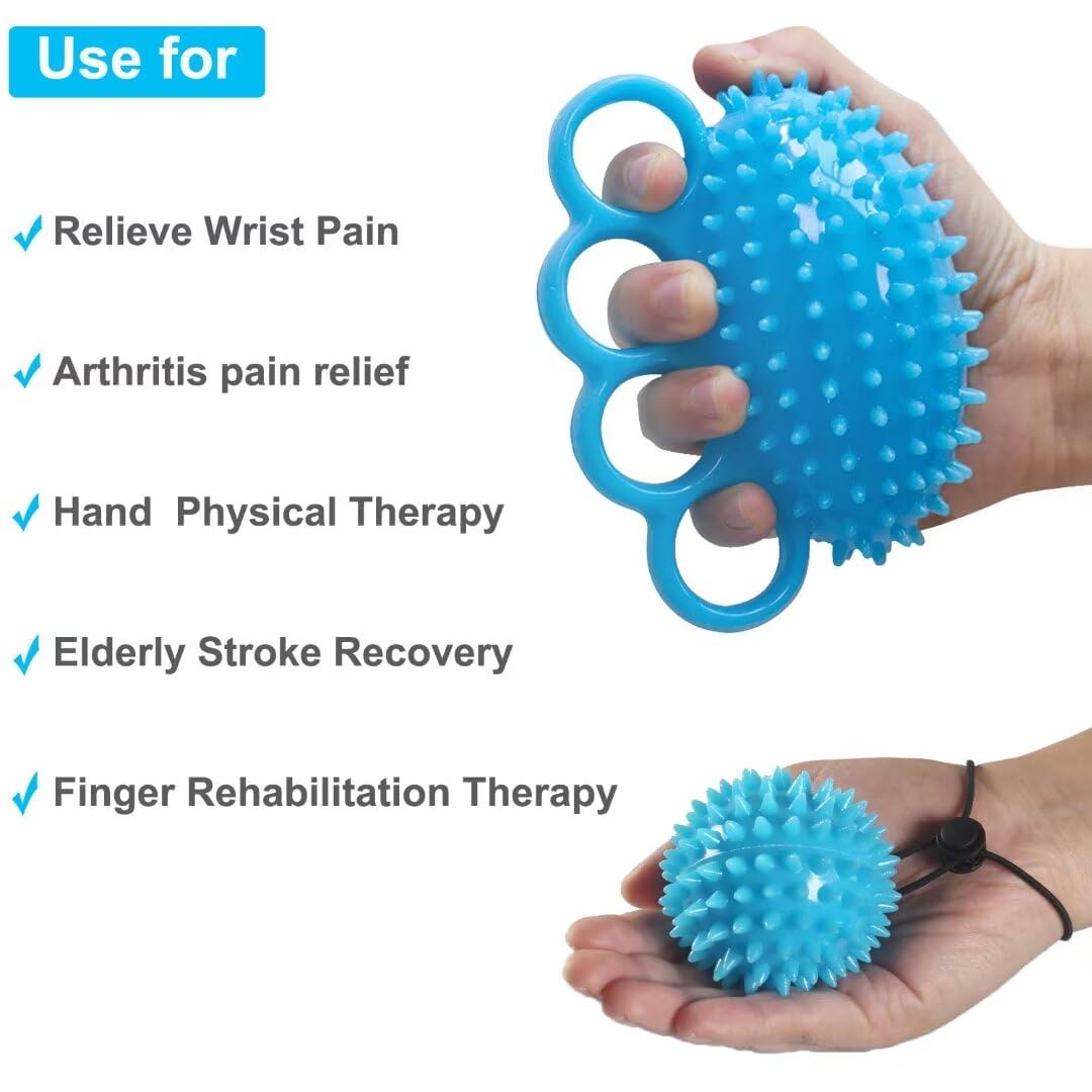 Finger Exerciser Training Ball Hand Grip Strengthener Trainer Squeeze Balls, Finger and Wrist Physical Therapy for Elderly Stroke Recovery, Anxiety Stress Relief, Arthritis, Carpal Tunnel, Massage