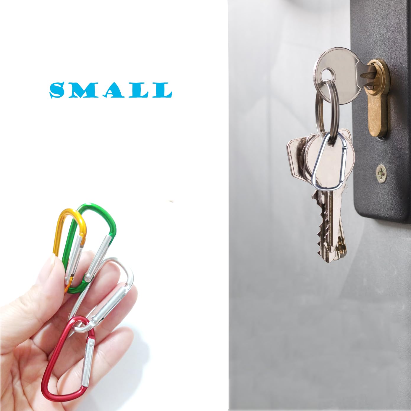 12Pcs Aluminum Carabiner D Ring, 1.8/2.2/2.4 Inch Lightweight D Shape Keychain Clip,Multipurpose D-Ring Carabiner Buckles (3 Sizes, 4 Pieces Each, Randomly Mixed with 4 Colors).