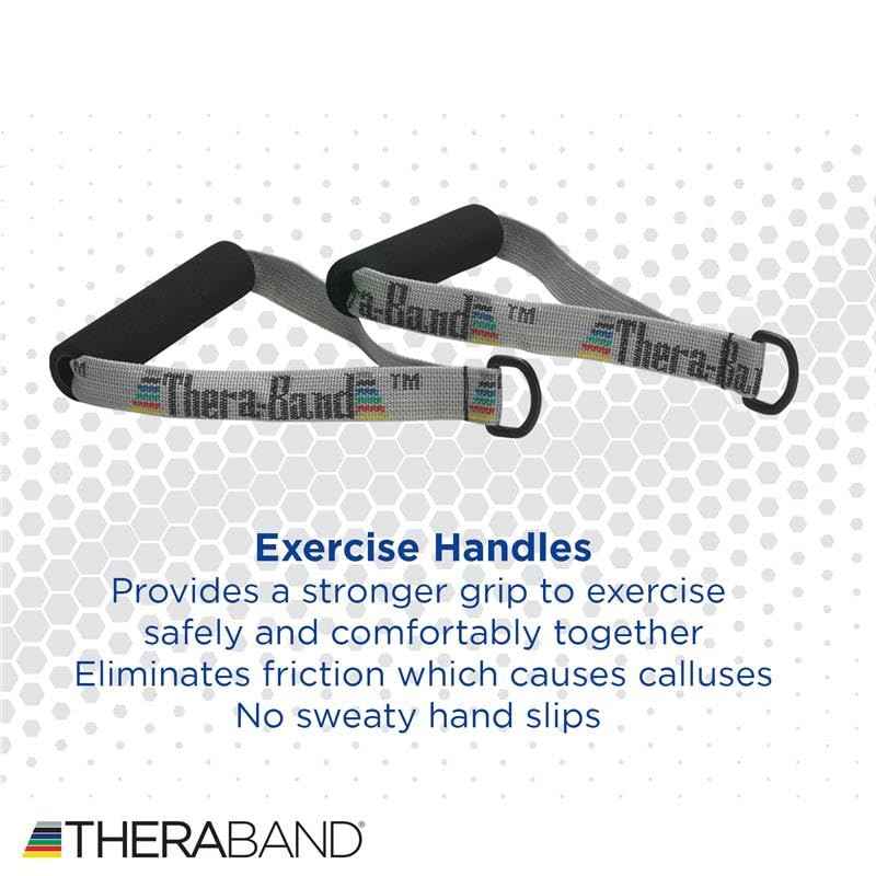 THERABAND Resistance Band Handles - Foam Grip Attachments for Upper & Lower Body Workouts