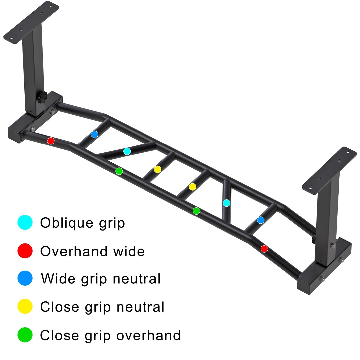 Kipika 48" Ceiling Mounted Pull Up Bar, Heavy Duty Multi-Grip Chin Up Bar,Mounted Pull Up Bar,Height Adjustable, Ideal for Home Gym and Strength Training