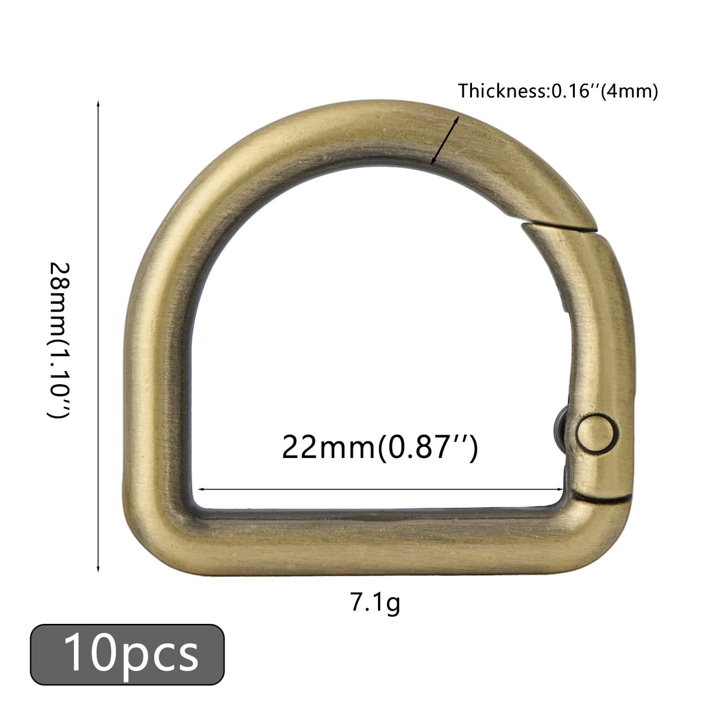 10pcs Metal D Ring Spring Key Hooks Keyring Clip for Keychain Buckle, Backpacks Handbag Purse Hardware, DIY Crafts