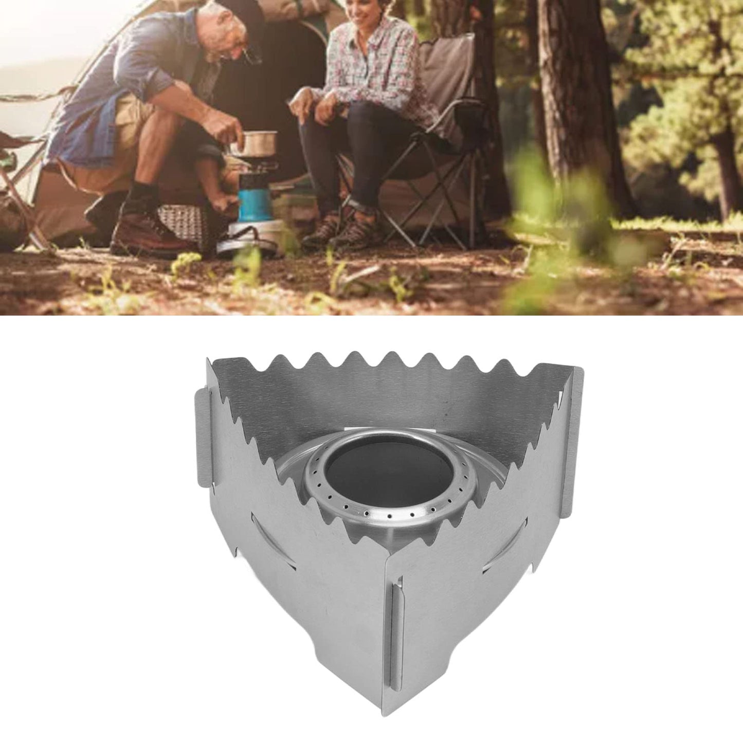 Outdoor Portable Camping Stove, Stainless Steel Pocket Alcohol Stove Mini Backpacking Stove for Camping Hiking Backpacking BBQ Gift (B)
