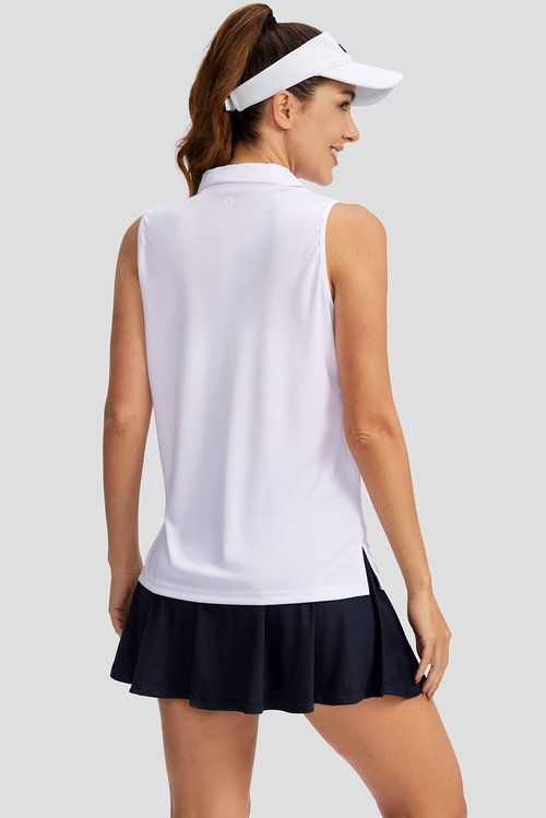SANTINY Women's Sleeveless Golf Shirt V-Neck Quick Dry Tennis Tank Tops Collared Golf Polo Shirts for Women(A White_M)