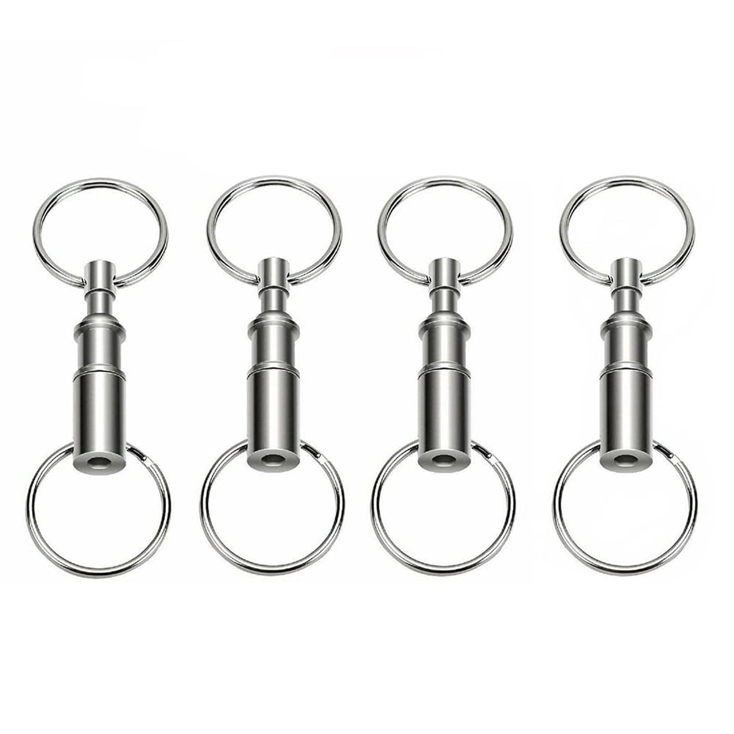 Quick Release Detachable Pull Apart Keychain Key Rings Clip Double Spring Split Snap Seperate Lock Holder Silver (4PCS)