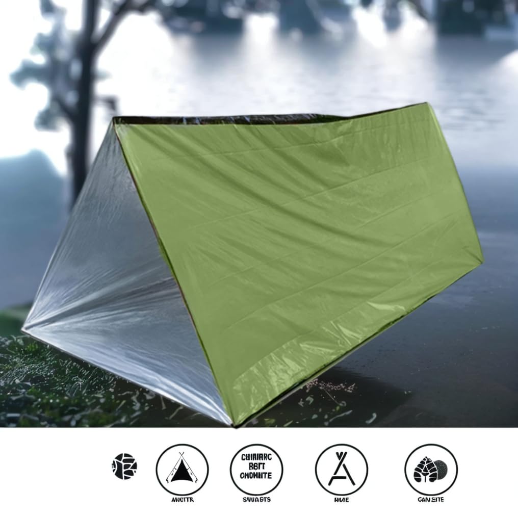 JUBSOSCAMP 1 PCS Emergency Tent, Polyester Film Storm Shelter Survival Shelter for 2 Person Car Camping, Hiking & Outdoor Survival Kits (59 X 98.4 in) (Orange)