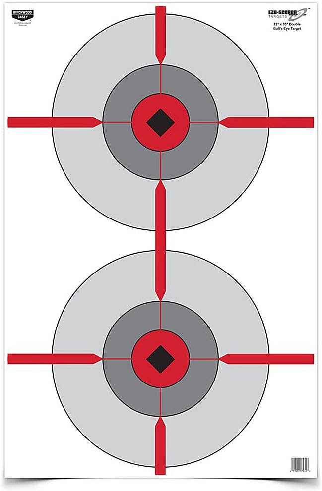 23" x 35" Birchwood Casey Eze-Scorer Bull's-Eye Paper Targets - 100 Pack for Indoor/Outdoor Shooting