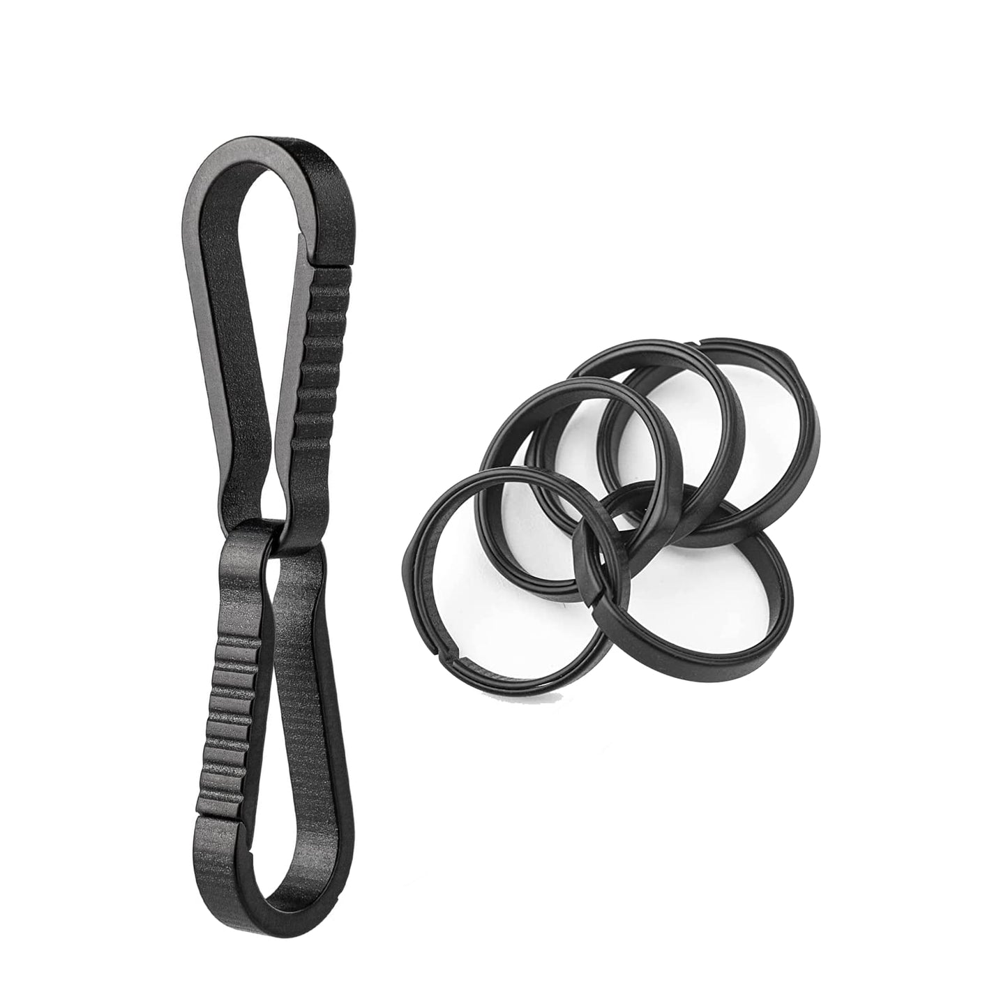 TISUR Titanium Key Chain Clip Hook+Quick Release Side Pushing Split Rings Kit