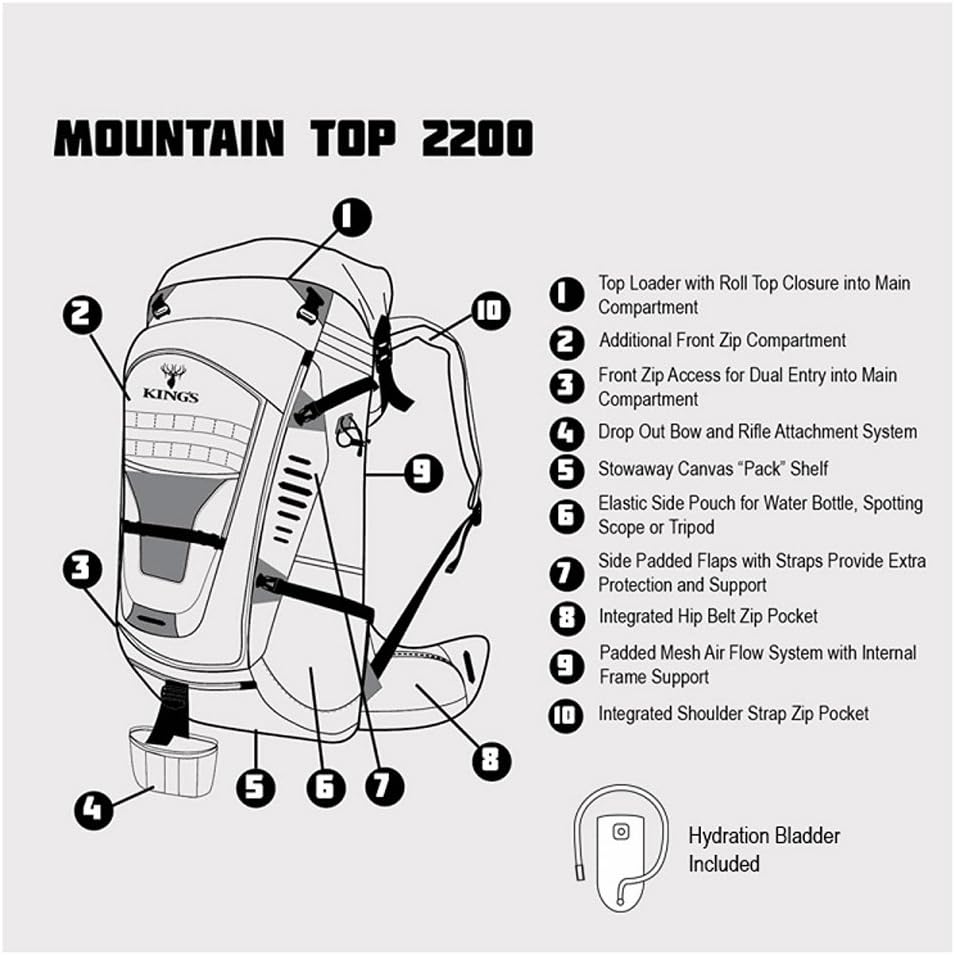 King's Camo Mountain Top 2200 Backpack, Desert Shadow