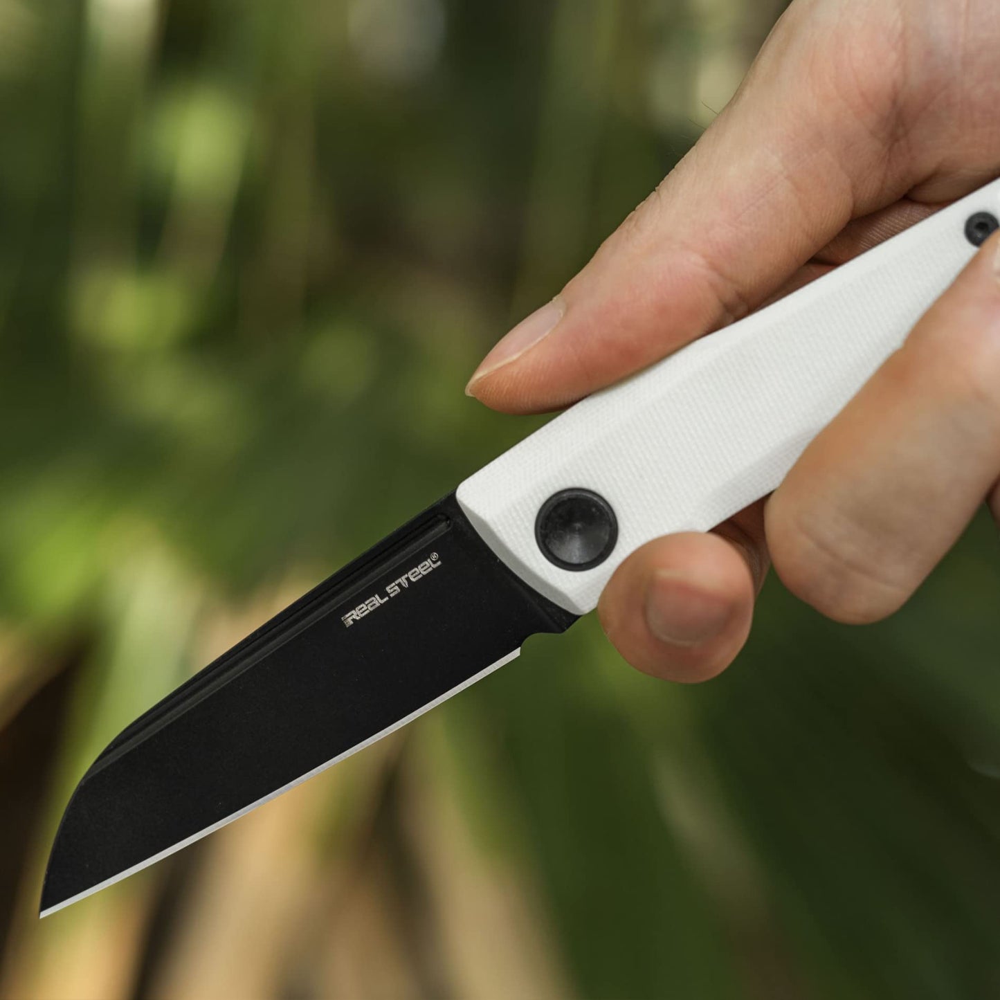 RealSteel Real Steel Solis Lite Slipjoint Folding Pocket Knife - D2 Blade and G10 Handles Perfect for Camping Hiking Daily Cutting Tasks EDC Men Women White White/Black