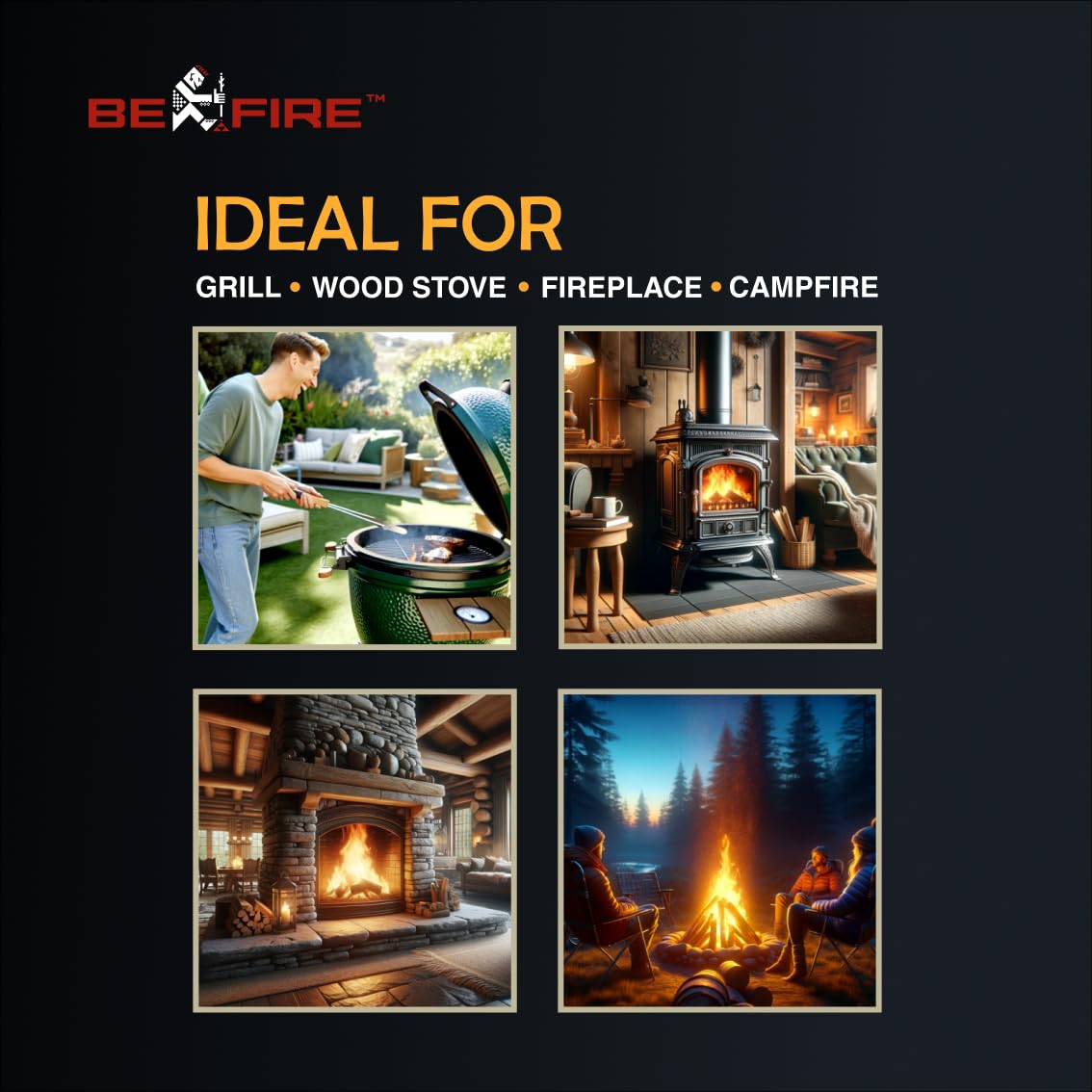 Fire Starter โข 80 pcs Natural Fire Starters 15+ Min Burn Time Firestarters for Indoor Fireplace, Campfires & Camping, Wood Stove, Grill โข Water Resistant and Long-Lasting