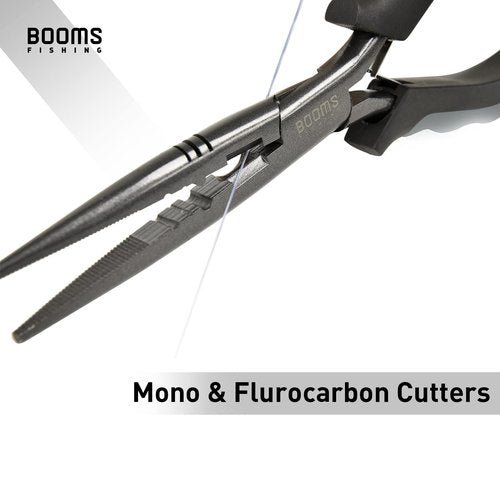 Booms Fishing F03 Needle Nose Fishing Pliers, 9" Fisherman's Pliers, Long Nose Hook Remover, Saltwater Resistant Fishing Gear, Gray