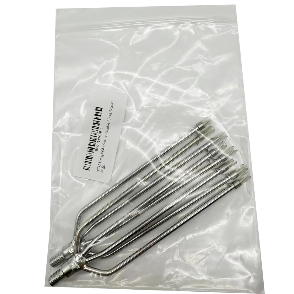 2PCS 3-5 Prong Stainless Steel Fishing Harpoon with Gig Gaff Hook Barb Single Claw 4/ 6mm Thick Fit 8mm/0.31in Fishing Rod Fish Spear Gaffs for Hunting Fish Frog (2pcs-4mm thick 4-Prong Harpoon)