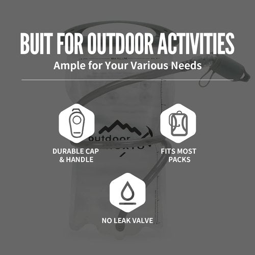 INOXTO 1.5L/2L Hydration Bladder, Water Bladder with Water Reservoir Hose Insulator & High Flow Bite Valve for Hiking Backpack, Leak Proof 1.5/2L Water Reservoir for Camping Cycling Running (1.5L)