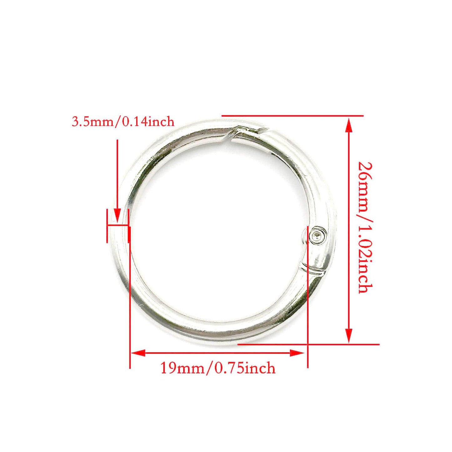 20 Pack 0.75 Inch Keychain Clips,Round Small Carabiner Clip for Key, Metal Keyring Hook Buckle Clip (Silver)