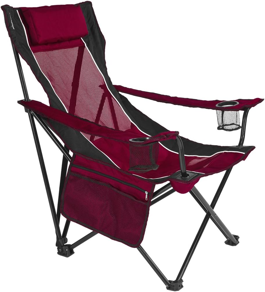 Kijaro Sling Folding Camping Chair - Enjoy The Outdoors in This Outdoor Chair with a Built-in Cup Holders and Side Organizer OR Side Cooler - Includes a Detachable Pillow