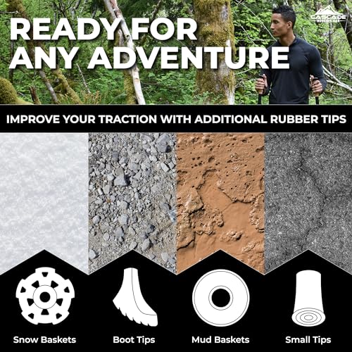 Carbon Fiber Trekking Poles with Quick Lock & Accessories - Lightweight Hiking Sticks