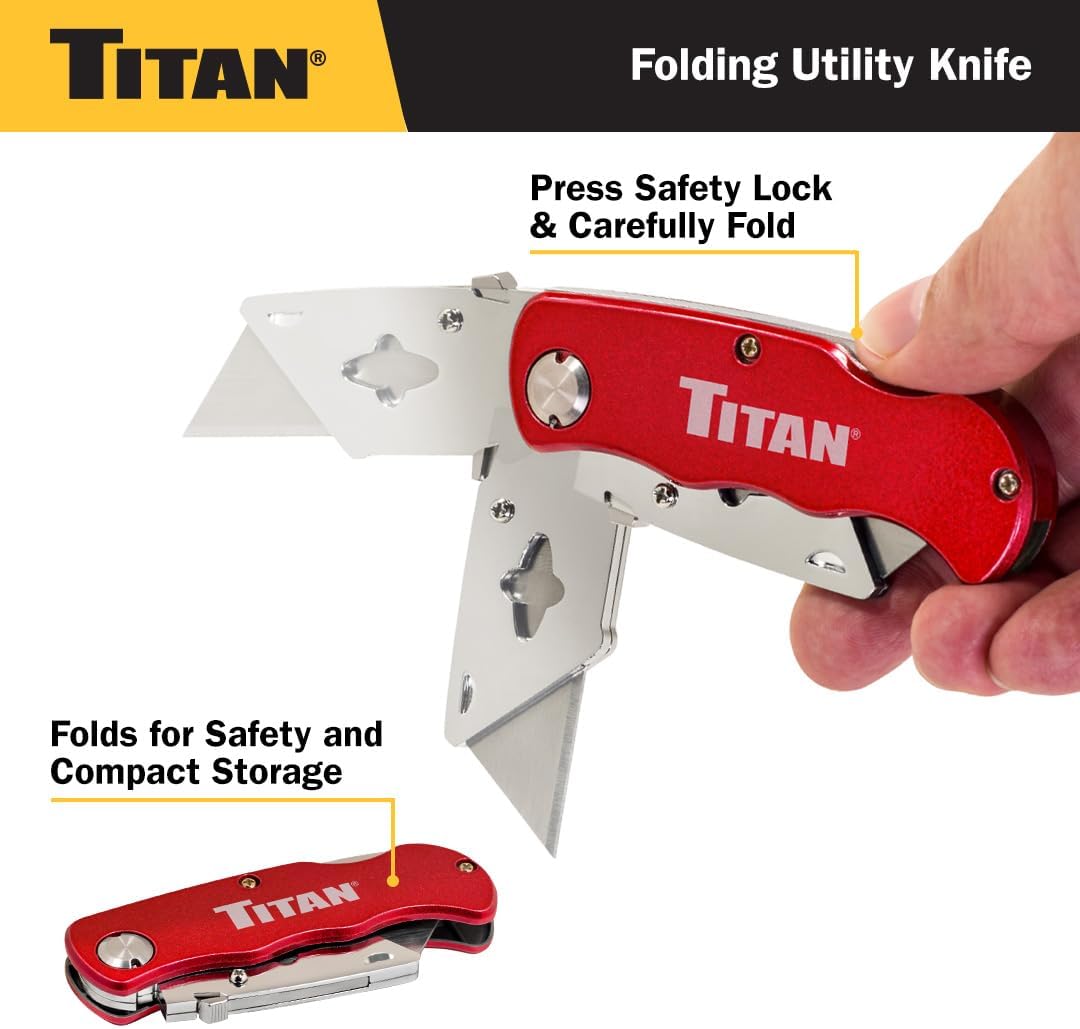 Titan 11020 Folding Pocket Utility Knife (Twin Pack - Red/Blue)