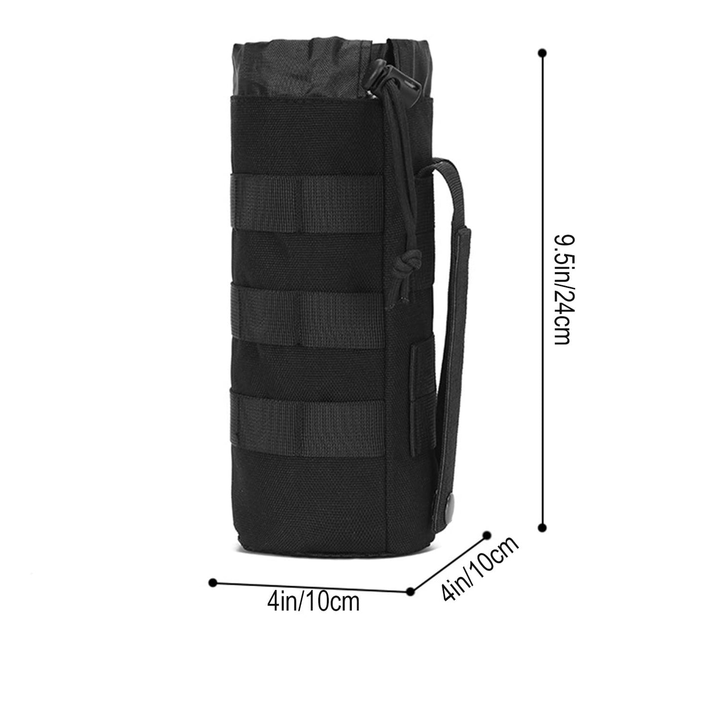 LFWATAXY 1PCS Tactical Water Cup Bag, Water Bottle Holder, Tactical Multipurpose Nylon Webbing Water Bottle Bag, Backpack Attachment Pouches(1,Black)