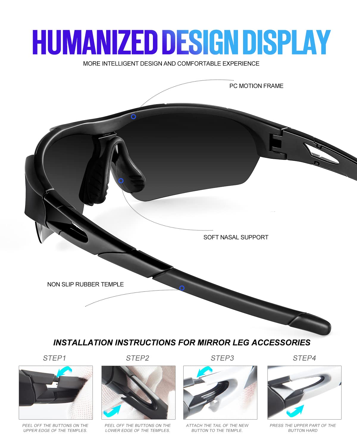 KALIYADI Sports Sunglasses for Men Women, Polarized Sunglasses Men Cool UV400 Protection for Cycling 2 Packs (Purplish Red/Dark Blue)