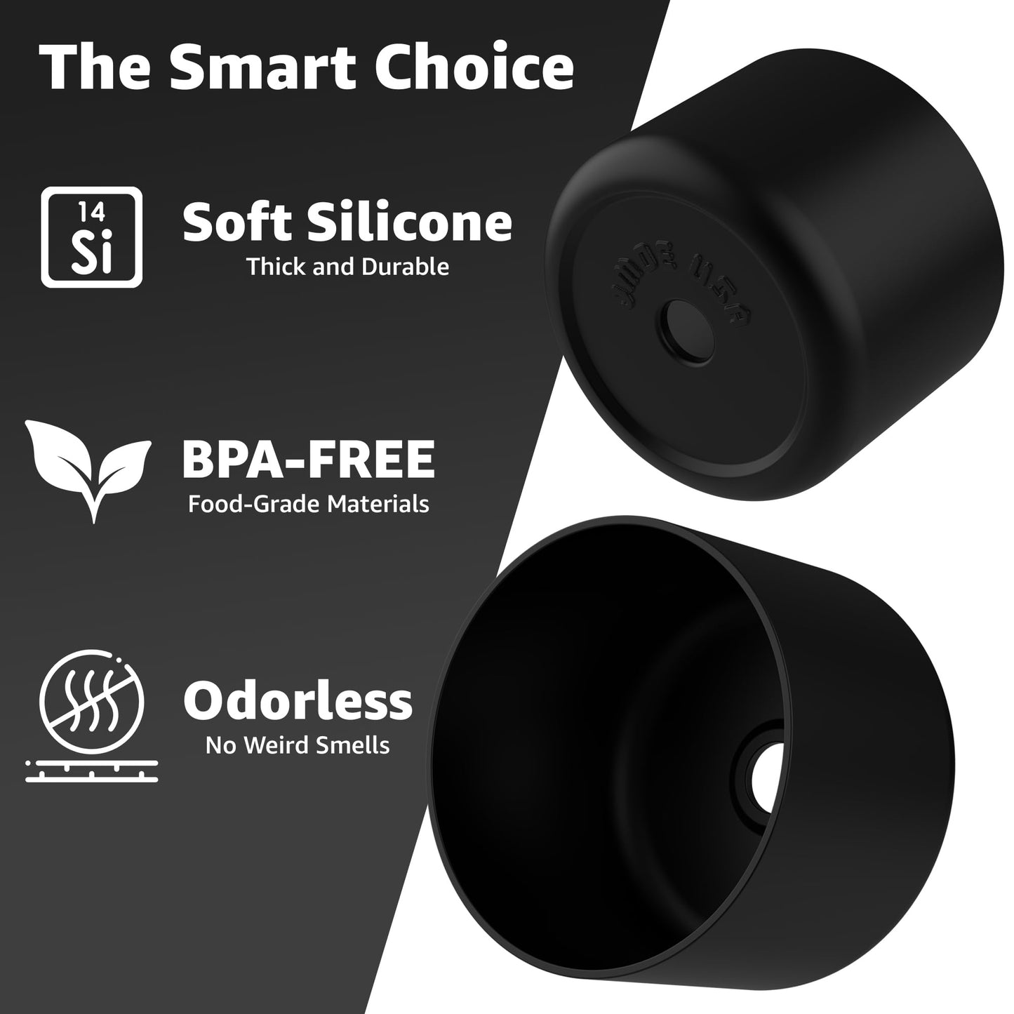 Jmoe USA Silicone Boot Sleeve + Hand Grip for Owala 40oz Water Bottle | BPA Free & Food-Grade Silicone Rubber | Protective Anti-Slip Bottom Bumper Cover | Protects Against Dents & Scratches (Black)