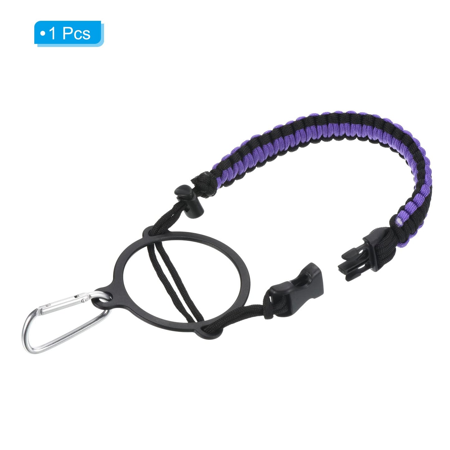 PATIKIL Paracord Handle, Lanyard Strap Carrier Water Bottle Handle Strap for 12oz to 64oz Wide Mouth Bottles, Black, Purple
