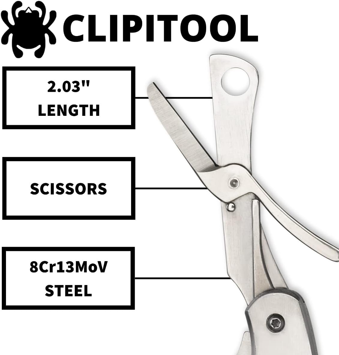 Spyderco ClipiTool Multi-Functional Stainless Steel Utility Pocket Knife with 2" Steel Blade and Screwdriver/Bottle Opener - PlainEdge - C175P
