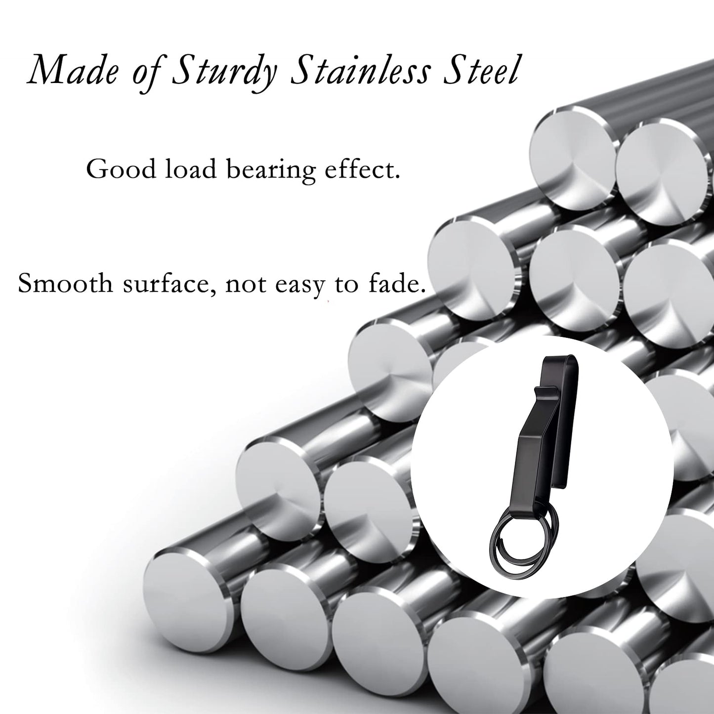 QenDec Duty Belt Key Holder,Belt Key Clip,Stainless Steel Tactical Stealth Key Ring Holder Special for Police and Fire Agencies Duty Belt(2.25-Inch Max) (Black 1 Pack)