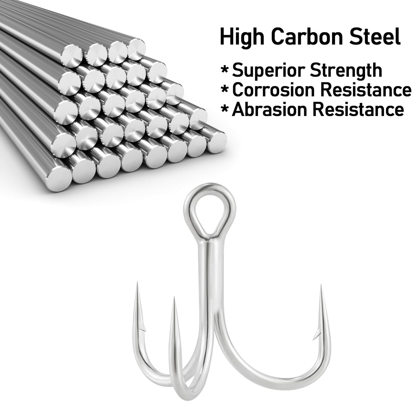 Dr.Fish 30 Pack 4X O'Shaughnessy Treble Hooks in-line Triple Hooks Saltwater & Frshwater Replacement Catfish Bass Striper #4