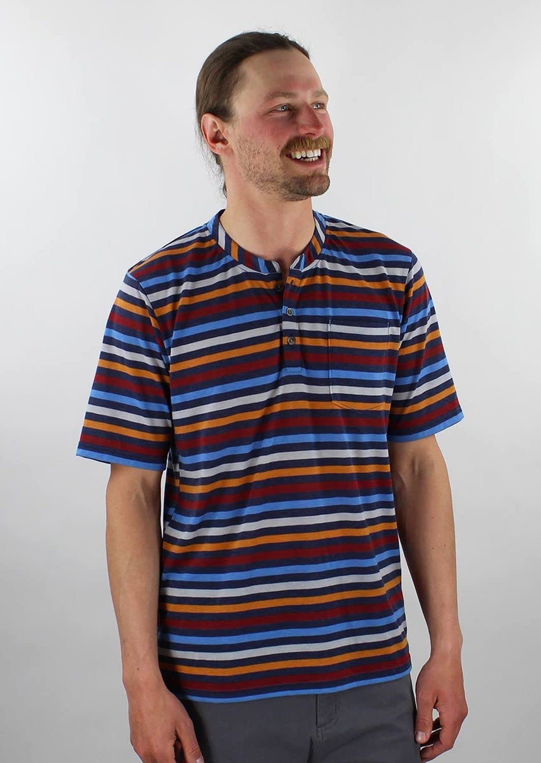 Club Ride Apparel Rambler Technical Henley Biking Shirt - Men's Short Sleeve Cycling Jersey - Mood Indigo - Small