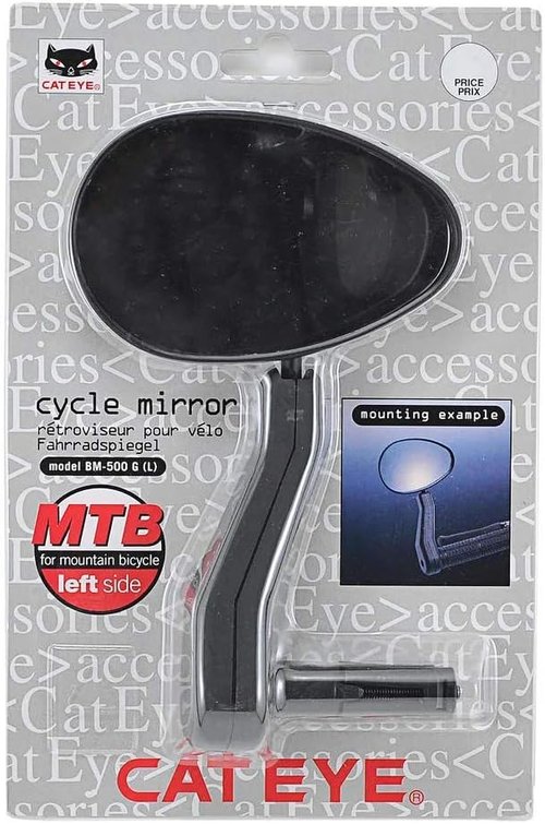CATEYE BM-500G Bicycle Handlebar Mirror – 180° Wide-Angle Rearview Mirror for Cycling, Scratch-Resistant Glass, Fully Adjustable, Durable & Secure Fit for Road, Hybrid, Commuter & Gravel Bikes