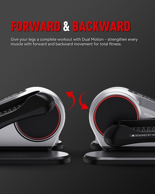 HARISON Under Desk Elliptical Machine for Seniors, Mini Elliptical with 12-Level Magnetic Resistance Adjustable, Bidirectional Motion, Pre-Assembled Low-Impact Leg Exerciser with Floor Mat