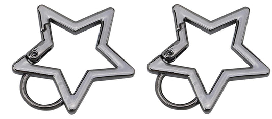 2Pcs Gunmetal Star Stainless Steel Keychain Clip Carabiner Hook Retainer Star Carabiner Hook Retainer Keychain Carabiner Clip for Keys and Wallets with Key Chain Ring, Accessories