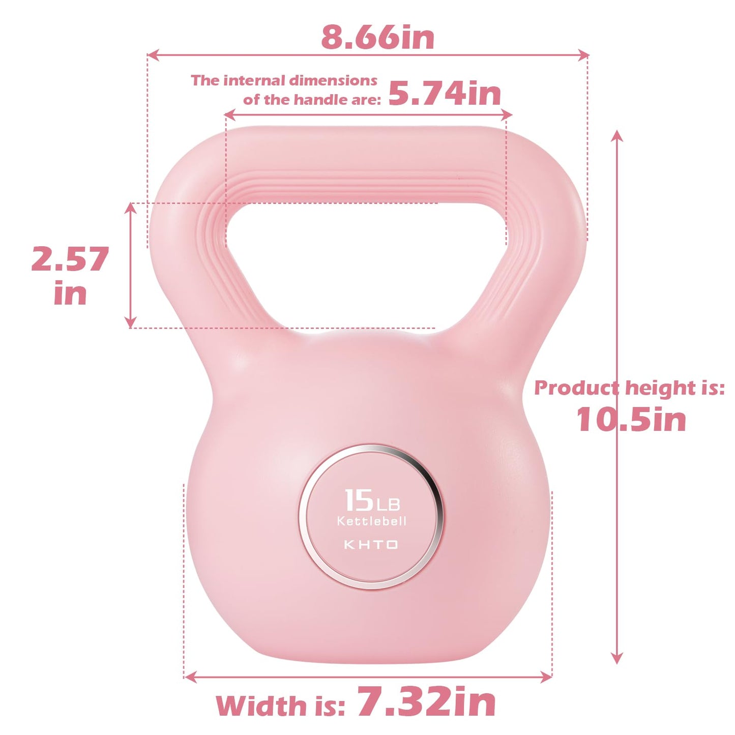 KHTO Kettlebells Fitness Exercise-Pink Strength Training Kettlebell Sets,Dumbbell Weights for Home Gym Equipment(15LB)