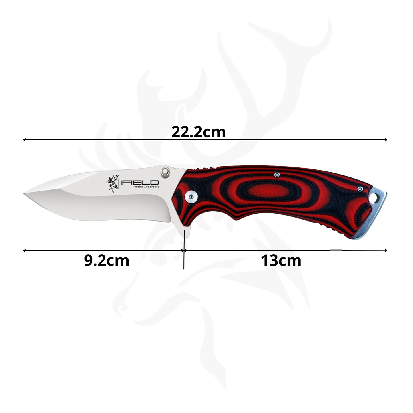 iFIELD EL29090 Knife with G10 Handle and 7cr17mon Steel Blade, 54-57 HRC Hardness, Camping Tool for Fishing Hunting Sport Activity