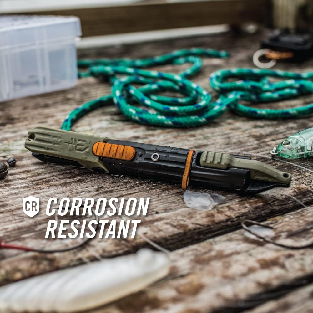 Gerber Gear LineDriver - Fishing Line Multitool with Spinning Line Vise, Tether Ring, Eyelet Clearing Spike, Hook Threader, Scissors & Split Shot Crimper - Premium Fishing Gear