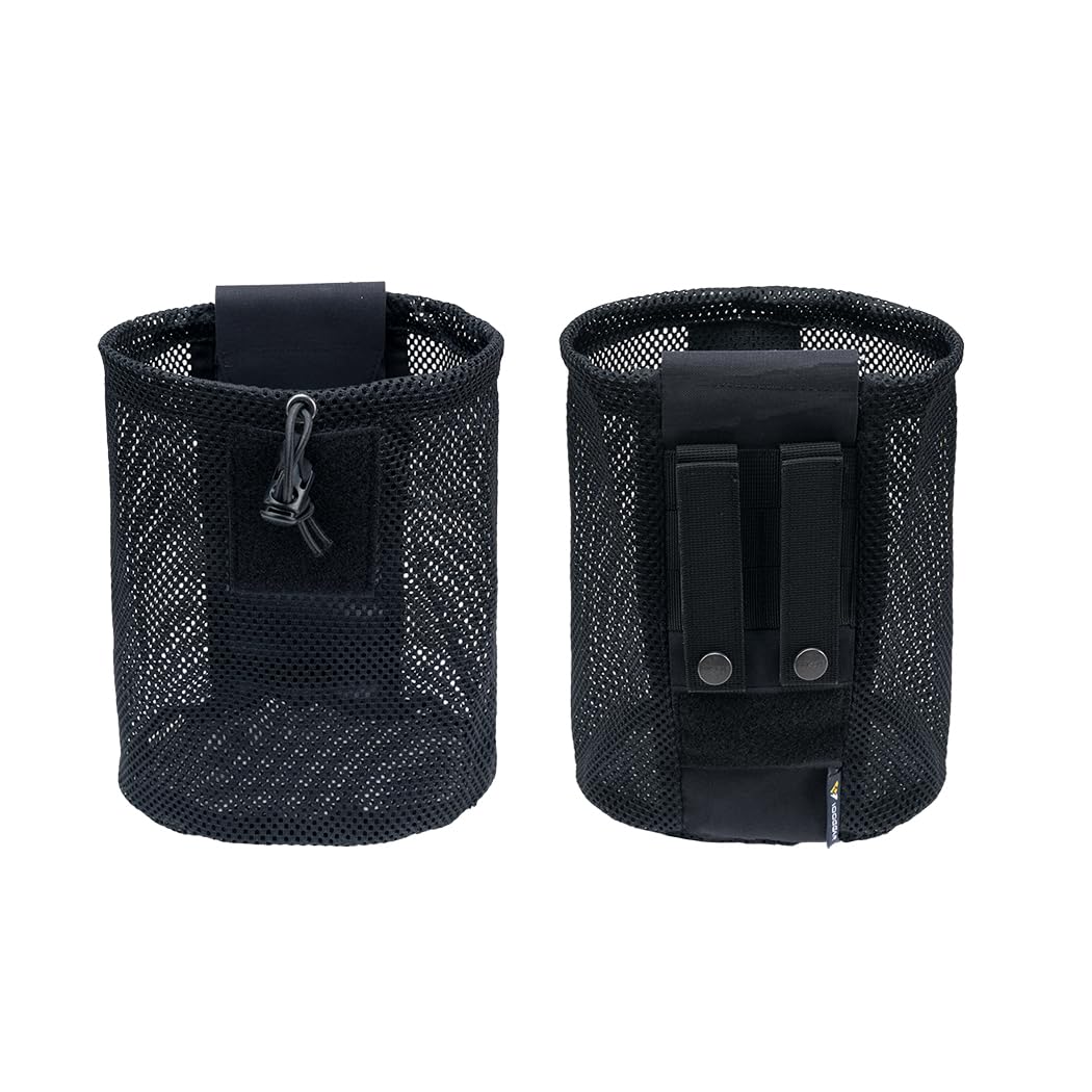 IDOGEAR Tactical Molle Dump Pouch Foldable Mag-Net Drawstring Recycle Pouch Recovery Tool Pack for Molle Belt Tactical Vest Backpack (Black)