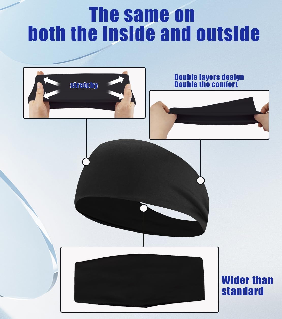 Sport Sweatbands | 4-Pack Summer Workout Headbands for Men & Women – Sweat Wicking
