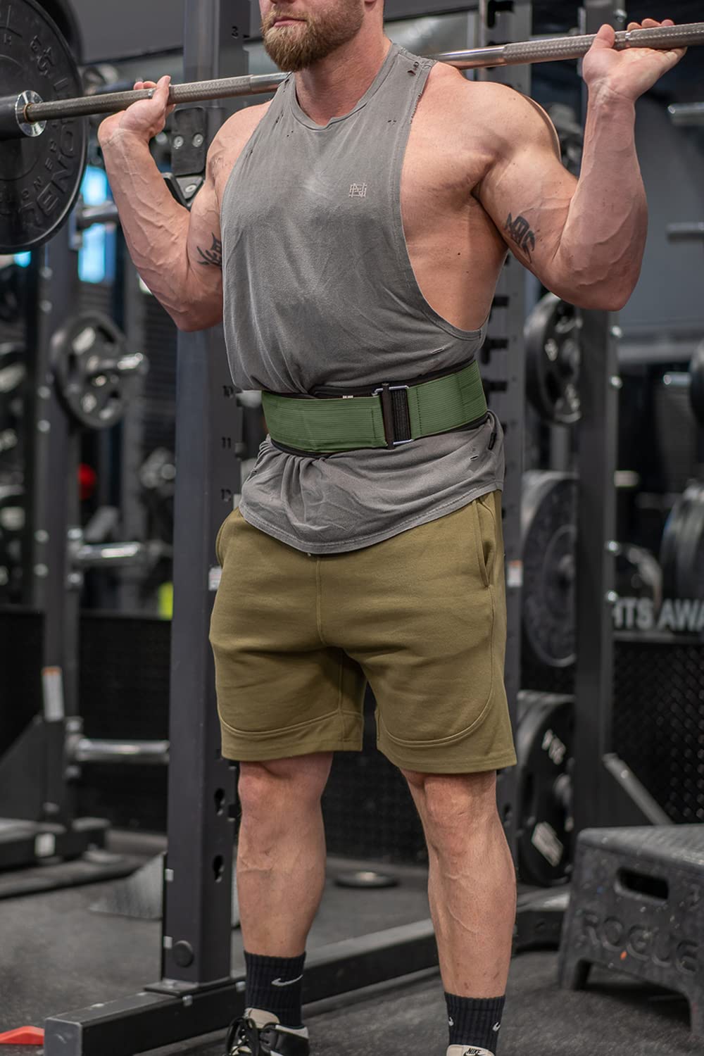 Lifting Belt for Weightlifting, Cross-Training, Olympic Lifting & Bodybuilding | Auto-Lock Padded Nylon Back Support for Squats, Deadlifts Bench Press, Gym, Workout (Milspec Green, Small)