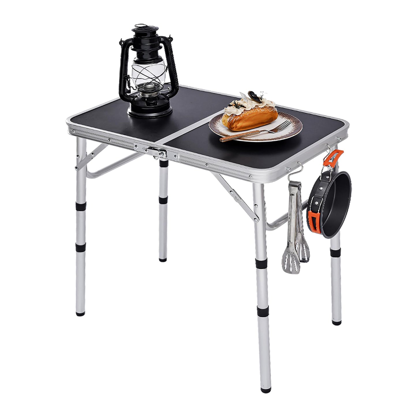 YihuiKo Folding Camping Table, Adjustable Height Folding Table, Portable Aluminum Small Folding Table with Carry Handle for Picnic, BBQ, Indoor, Office